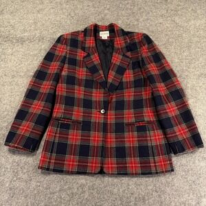 Haberdashery Blazer Women 10 Red Plaid Wool Riding Jacket Tartan Twee Equestrian
